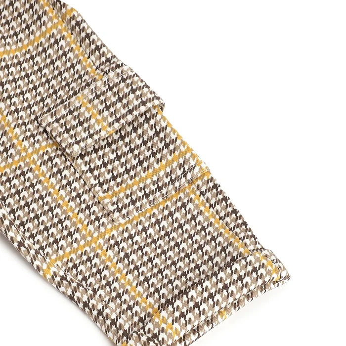Boys Brown Checked Trousers With Suspenders
