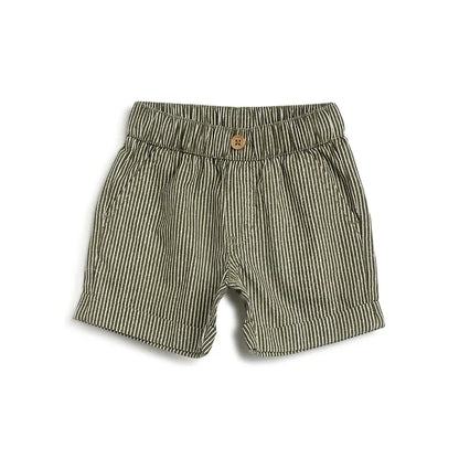 Boys Green Striped Shorts