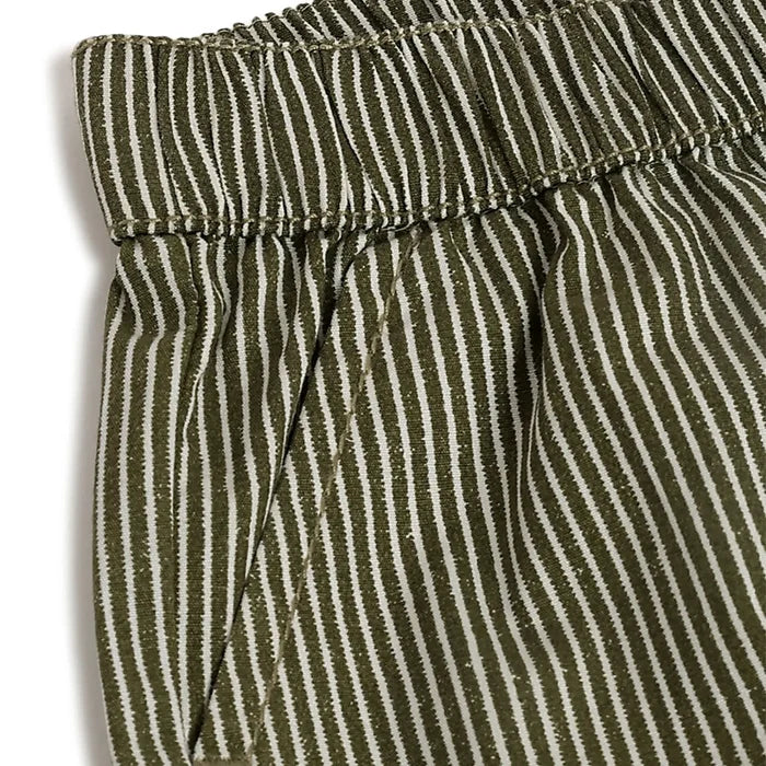 Boys Green Striped Shorts