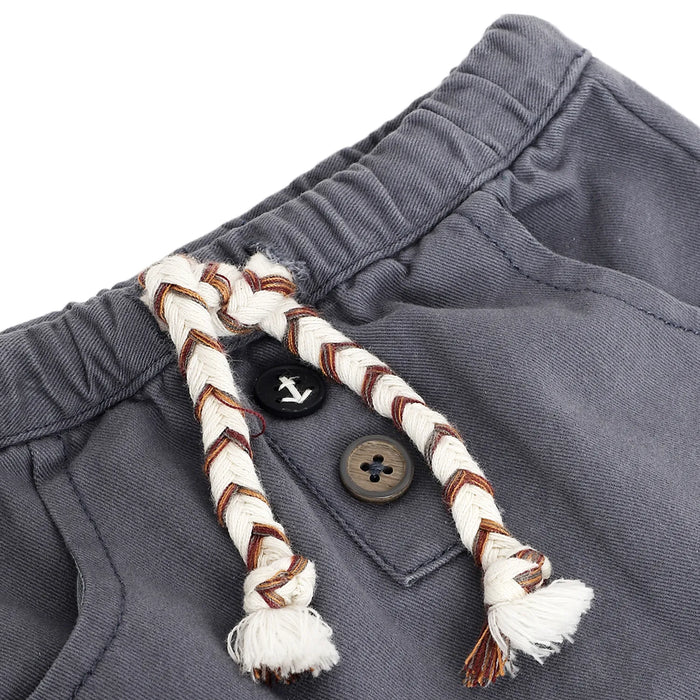 Boys Grey Printed Cotton Shorts