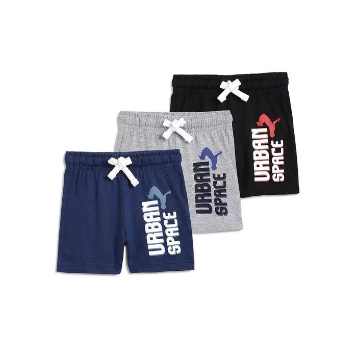 Boys Pack Of 3 Printed Cotton Shorts