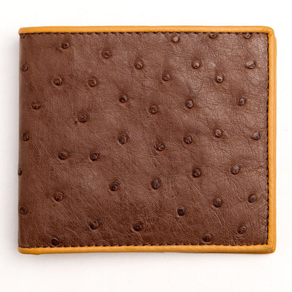 A durable exotic leather wallet for men, crafted from premium brown ostrich hide.