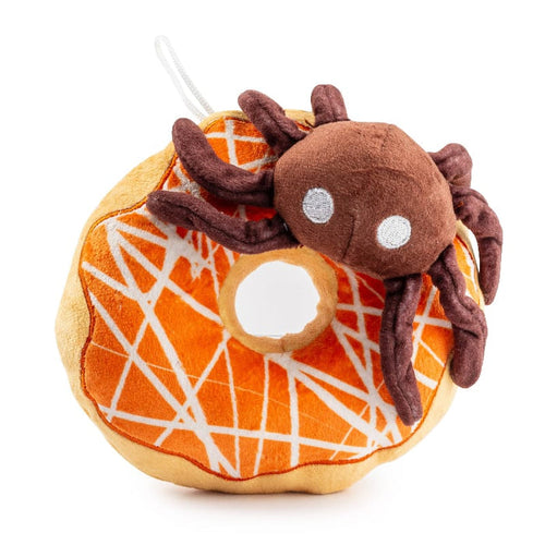 Haute Diggity Dog dog toys Brown Spider Plush Squeaky Halloween Donut Dog Toy