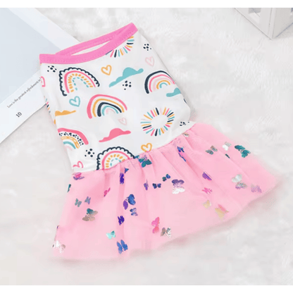 AE Dog Apparel S Butterfly Rainbow Tutu Dog Dress