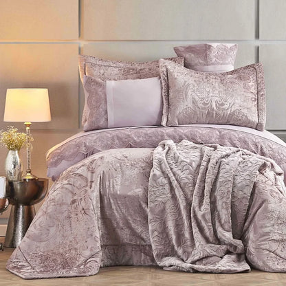 Cadeau de mariage – Parure de lit Karaca Home Valeria Best, 8 pièces, vieux rose