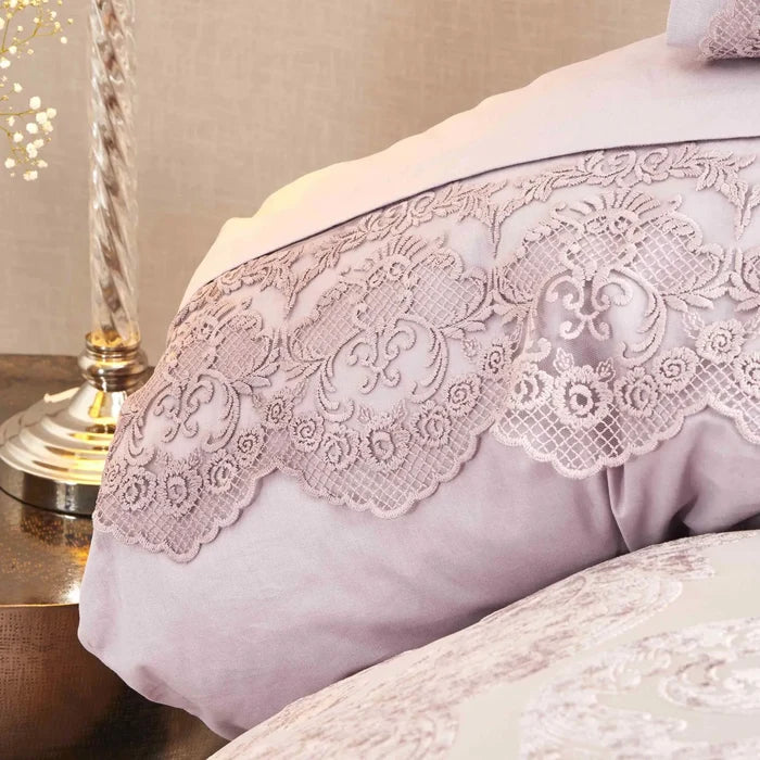 Cadeau de mariage – Parure de lit Karaca Home Valeria Best, 8 pièces, vieux rose