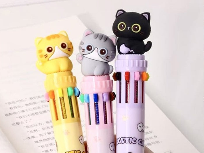 Cats 10-Color Retractable Ball Pen