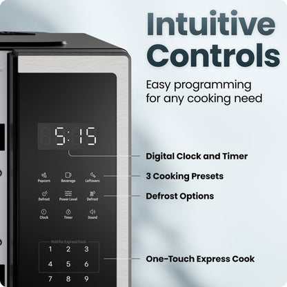 Countertop Digital Stainless Microwave Oven - 0.9 Cu Ft