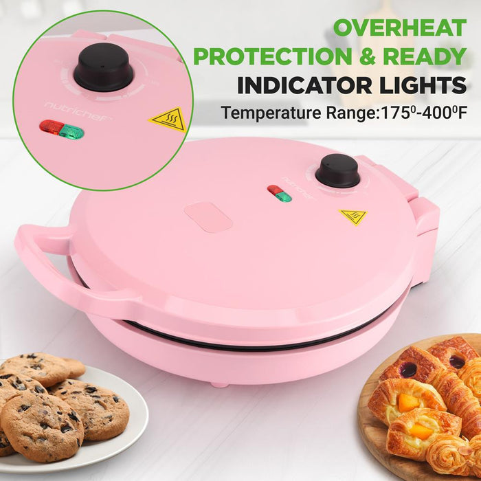 Countertop Pizza Maker, Quick 12" Pizzas, Non-Stick, Pink
