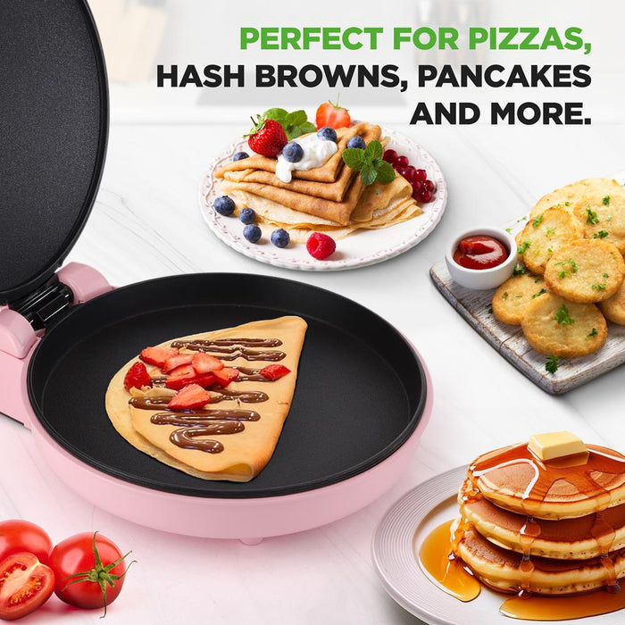Countertop Pizza Maker, Quick 12" Pizzas, Non-Stick, Pink