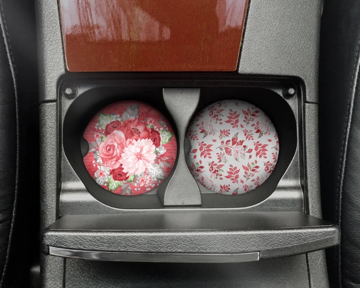 Crimson Petals | Car Coaster Set