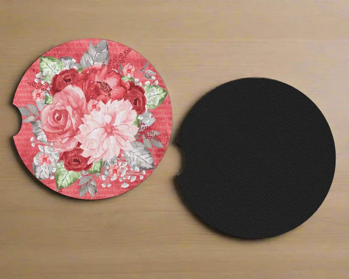 Crimson Petals | Car Coaster Set