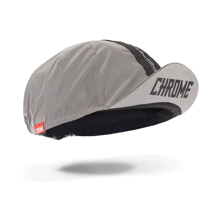 Chrome logo Cycling Cap in reflective showing high reflectivity #color_reflective