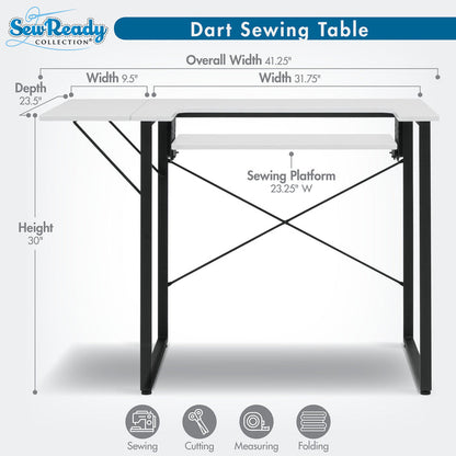 Dart Sewing Table Graphite / White