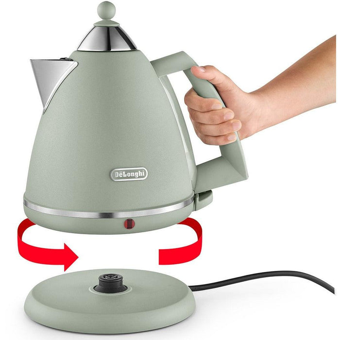 DeLonghi Argento Flora 1.7L Kettle - Green | KBX3016.GR from DID Electrical - guaranteed Irish, guaranteed quality service. (6890772201660)