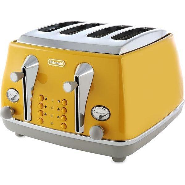 DeLonghi Icona 1800W 4 Slice Toaster - Yellow | CTOC4003.Y from DID Electrical - guaranteed Irish, guaranteed quality service. (6890804510908)