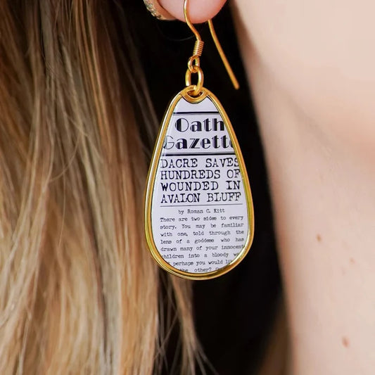Divine Rivals Newspaper Earrings