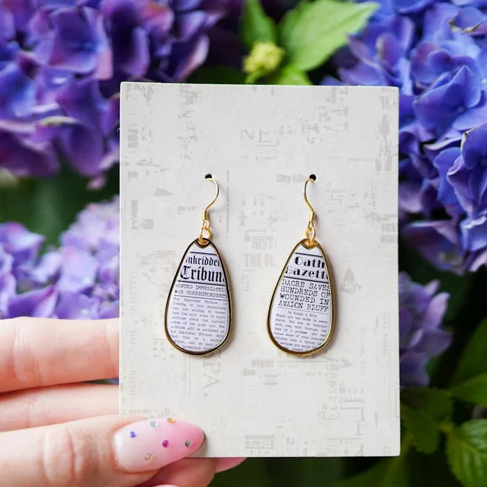 Divine Rivals Newspaper Earrings