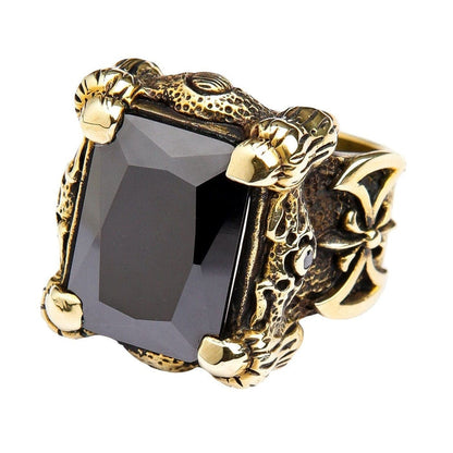 A men's black dragon claw ring, a powerful piece of fantasy-inspired jewelry expertly crafted from solid brass.