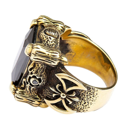 A heavy 28-gram fantasy ring with a detailed dragon claw design, handcrafted from solid, antique-finish brass.