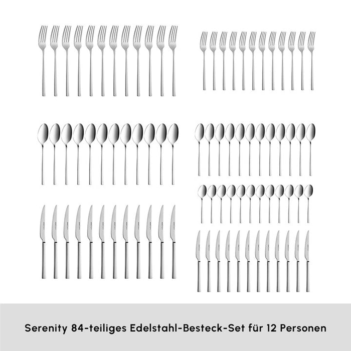 Ensemble de Couverts Karaca Serenity Elegance Pour 12 Personnes, 84 Pièces