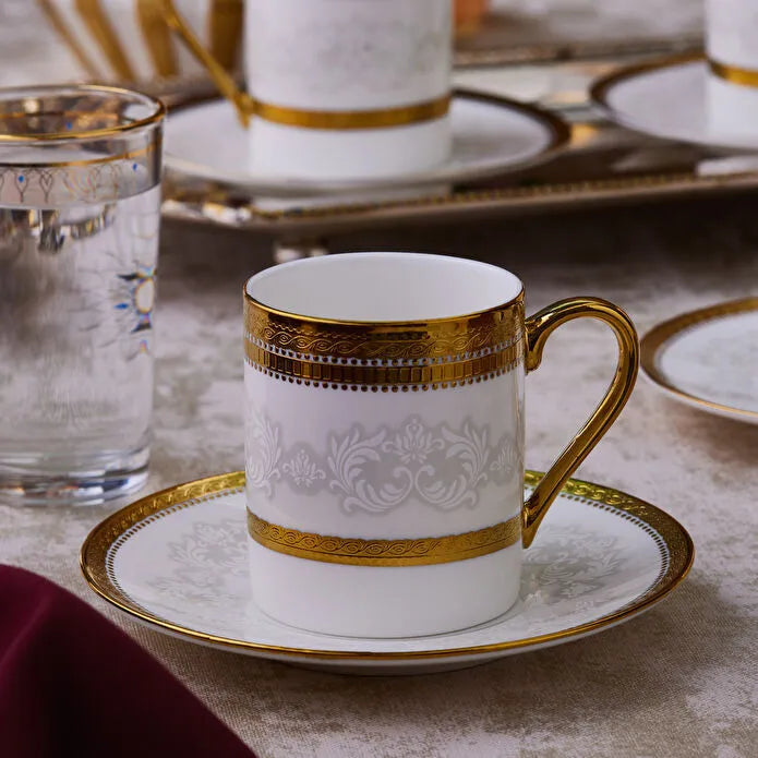 Ensemble de Tasses à Café Karaca Royal Bone Charlotte pour 6 Personnes, 90 ml