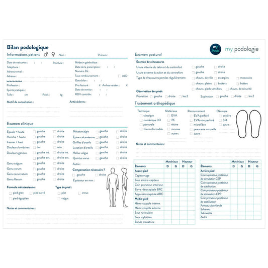 Exam sheets - Pack of 50, 100 or 200 - Essential by My Podologie