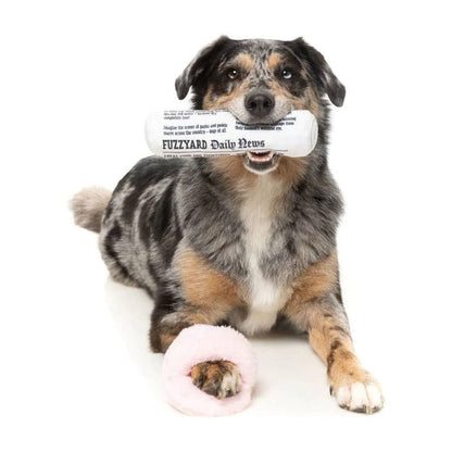 FuzzYard dog toys Fetch My Slippers & Paper Squeaky Plush Dog Toy Set - 2pk