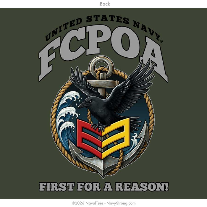 "First Class Crow" Long Sleeve Tee | Military Green