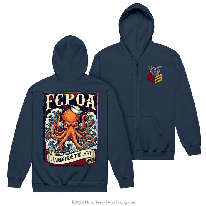 "First Class Squid" Zippered Hoodie | Navy