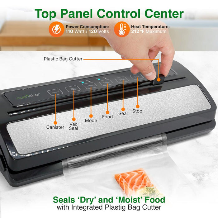 Food Vacuum Sealer, Extends Shelf Life, Stainless Steel & ABS, 110W