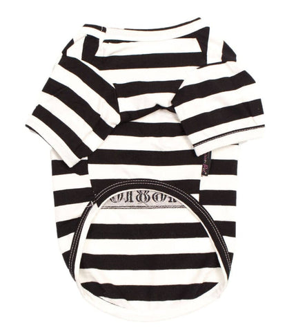 Parisian Pet® Tee's Furry Inmate Black & White Striped Funny Costume Dog T-Shirt