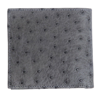 back side of grey ostrich wallet