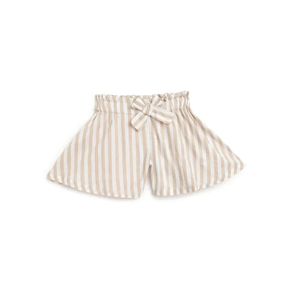 Girls Beige Striped Shorts