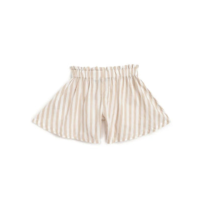 Girls Beige Striped Shorts