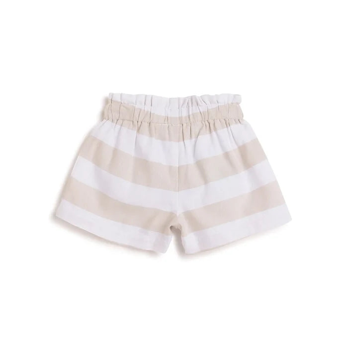 Girls Beige Striped Shorts