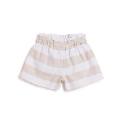 Girls Beige Striped Shorts