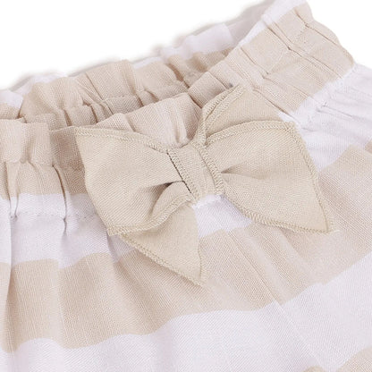 Girls Beige Striped Shorts
