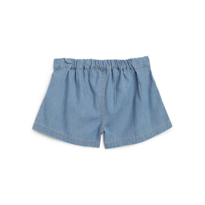 Girls Blue Cotton Denim Shorts