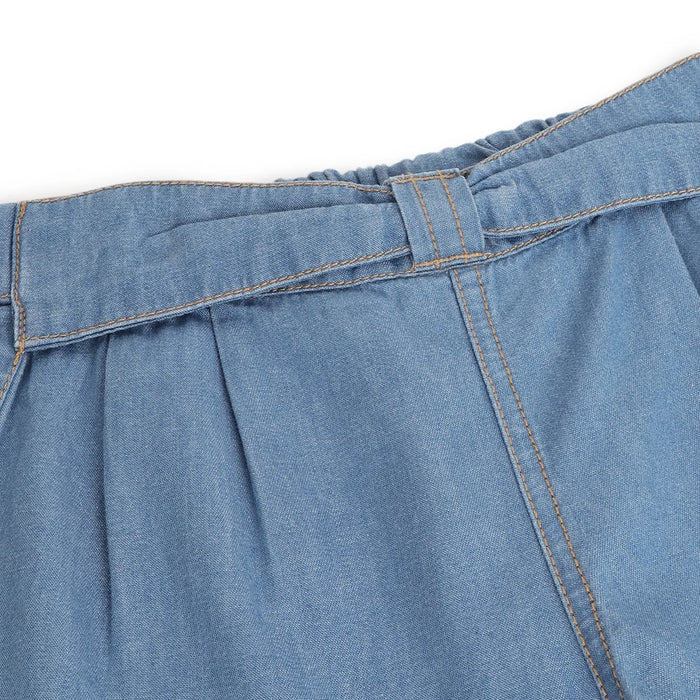 Girls Blue Cotton Denim Shorts
