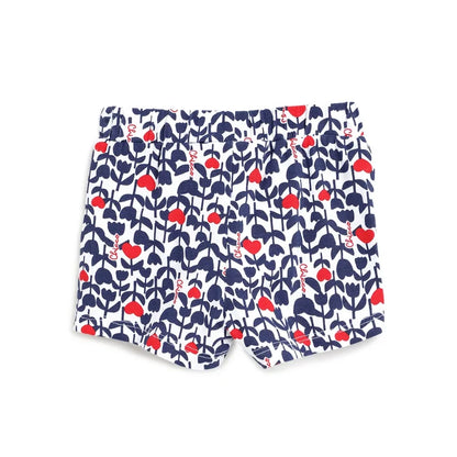 Girls Blue Floral Printed Shorts