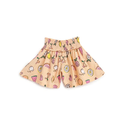Girls Orange Printed Shorts