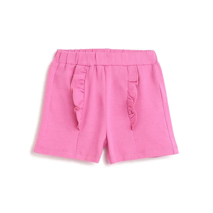 Girls Pink Self Design Shorts