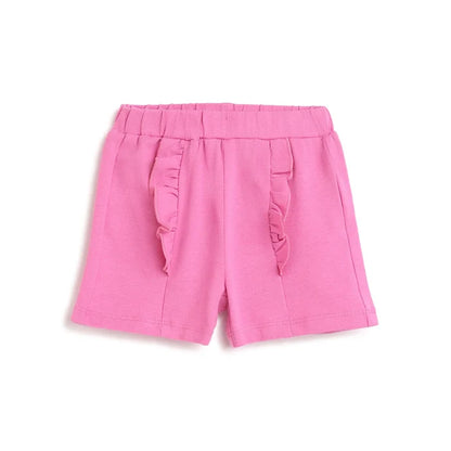 Girls Pink Self Design Shorts
