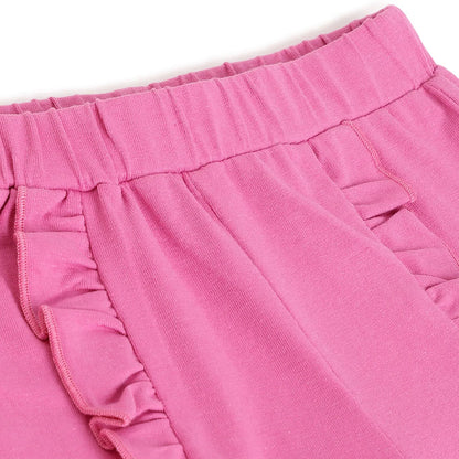 Girls Pink Self Design Shorts