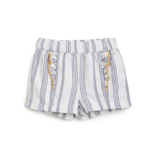 Girls White & Blue Striped Shorts