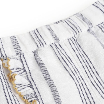 Girls White & Blue Striped Shorts