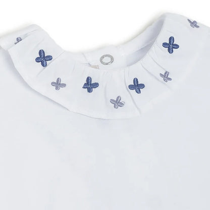 Girls White Embroidered T-Shirt with Shorts