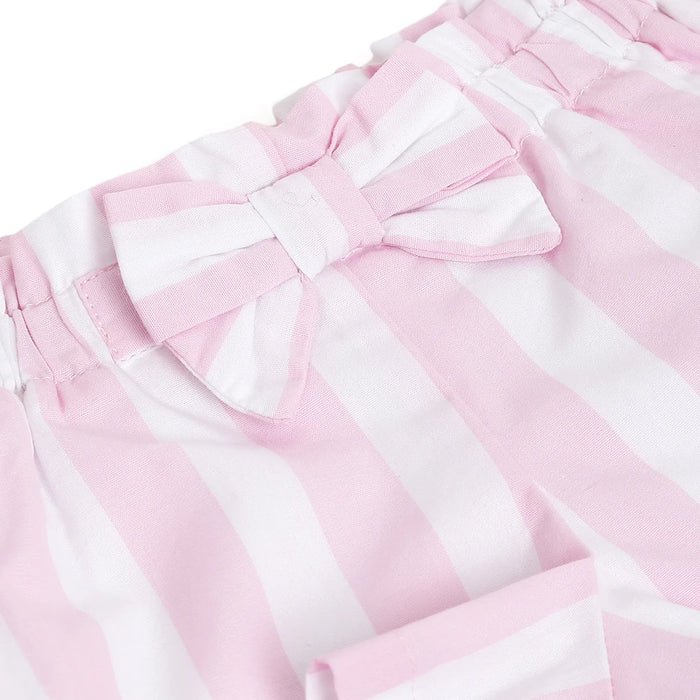 Girls White & Pink Striped Shorts