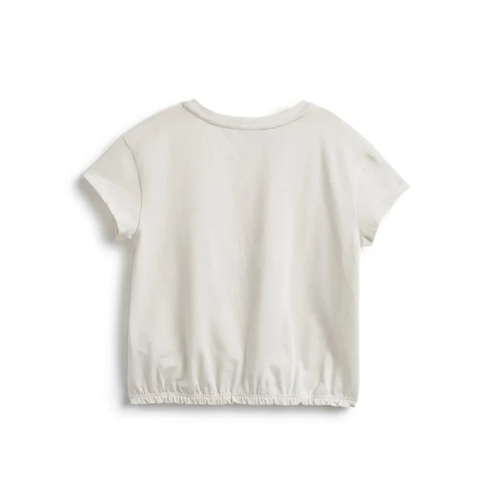 Girls White Printed T-Shirt With Shorts